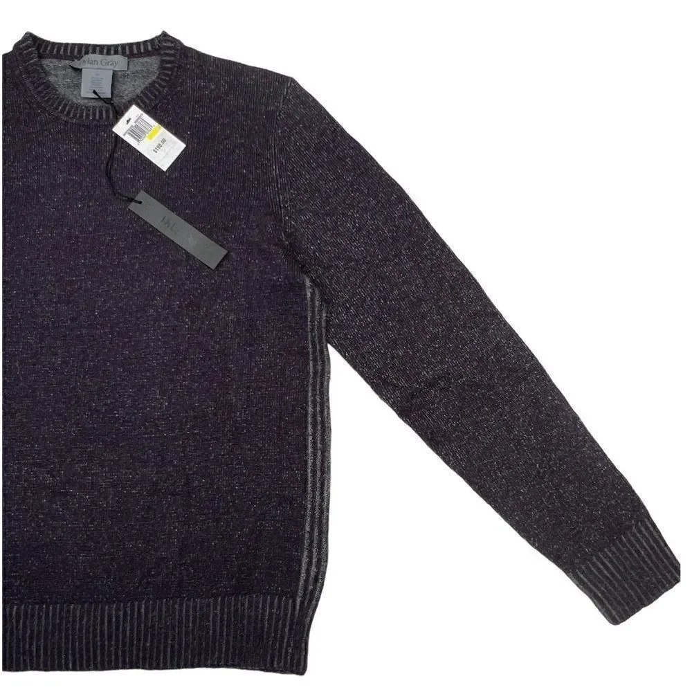 Dylan Gray Men Purple Grey Crewneck Cashmere Pullover Sweatshirt US M